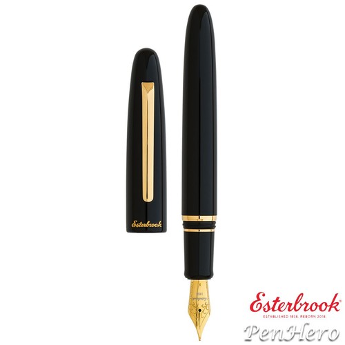 Esterbrook Estie Ebony Black Gold Plate Trim Füllfederhalter 1.1 Stub E116-S - Bild 1 von 8