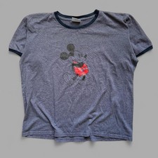 Vintage Y2K Disney Mickey Mouse T-Shirt Adult L Ringer Navy Blue Classic