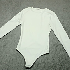 Abercrombie & Fitch Soft Matte Bodysuit Womens M White Long Sleeve Crew Neck