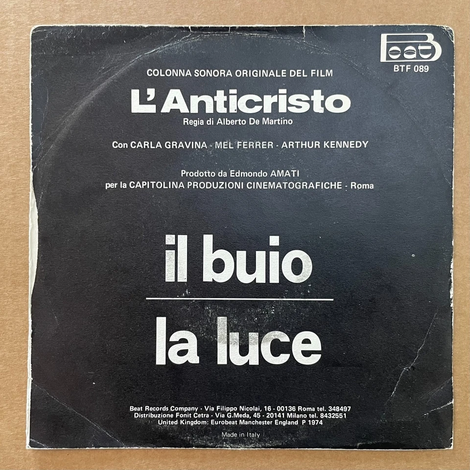 ENNIO MORRICONE & BRUNO NICOLAI - L'anticristo. Soundtack 45. OST. Avant. HORROR - Image 2 of 4