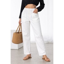 Pistola Tammy High Rise Trouser Alabaster White Relaxed Cotton Button Fly 32