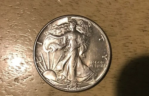 1945 P WALKING LIBERTY SILVER HALF DOLLAR ALL WHITE UNC 50c SET BREAK