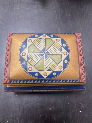 Obando Mopa Mopa Trinket Box Lid Pasto Columbia Hand Painted Folk Art Vintage