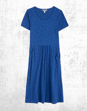 Womens Seasalt Short Sleeve Cotton Enor Jersey Dress Blue Marine Confetti