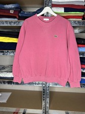 Vintage Lacoste Chemise Sweatshirt Pink Made in France Crocodile Logo Size L 5