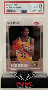 2007-08 FLEER KEVIN DURANT ROOKIE RC GLOSSY #212 PSA 10 LOW POP TOUGH GRADE