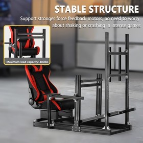 Marada 4080 Aluminum Racing Game Cockpit With Red Seat&TV Stand Fit LogitechG923