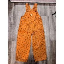 Carhartt Kids Brown Canvas Camping Print Overalls Bibs SD8939-B 4T