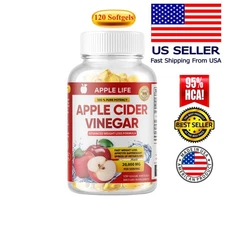 120 Pure APPLE CIDER VINEGAR ACV 20,000MG PURE WEIGHT LOSS FAT BURNER Diet Soft