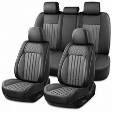 Fit For Toyota Tundra 2008-2024 Luxury Leather Pad Car 5-seat Covers Blackgrey