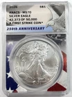 2026- $1 American Silver Eagle 250th Anniv. ANACS MS70 1 oz Fine US Coin