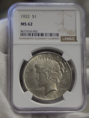 1922 US Peace Silver Dollar $1 NGC MS62