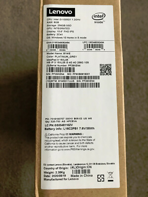 Lenovo IdeaPad 3 Laptop 15.6'' Intel Core i3 8GB Memory 256GB SSD Platinum Win 10