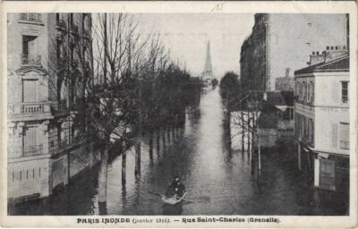 CPA Inondations 1910 PARIS Rue St-Charles Grenelle (995847)