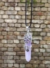 Amethyst Crystal Pendant Floral Cap Wrapped Real Gemstone Protection Necklace UK