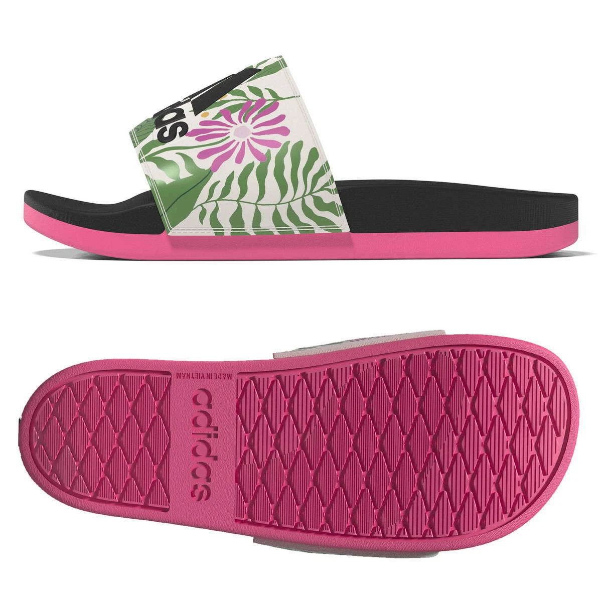 Adidas Adilette Comfort Slide bianco carbonio rosa Cloudfoam sauna badelatschen