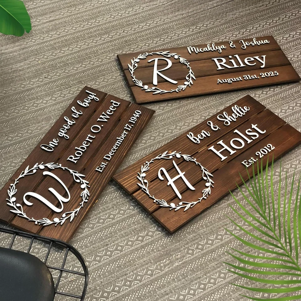 Personalized Wooden Monogram Family Sign with Couples Names, Custom Name Sign - Image 4 of 4