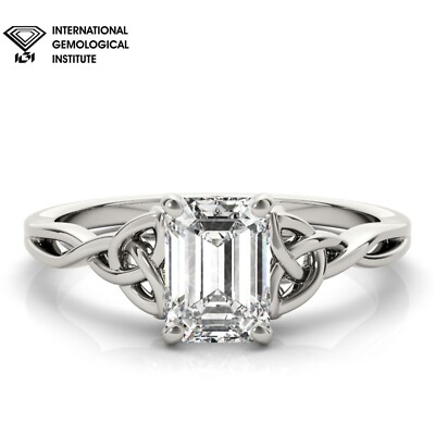 D/VS Smaragdschliff Labor gezüchteter Diamant Solitär Verlobungsring - IGI zertifiziert