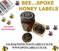 HONEY JAR LABELS, Metallic Gold, Silver, Round Labels PERSONALISED SELF ADHESIVE