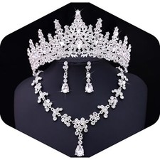 Tiaras and Crowns Jewelry Set for Women Tiaras Earrings and Necklace for Wedd...