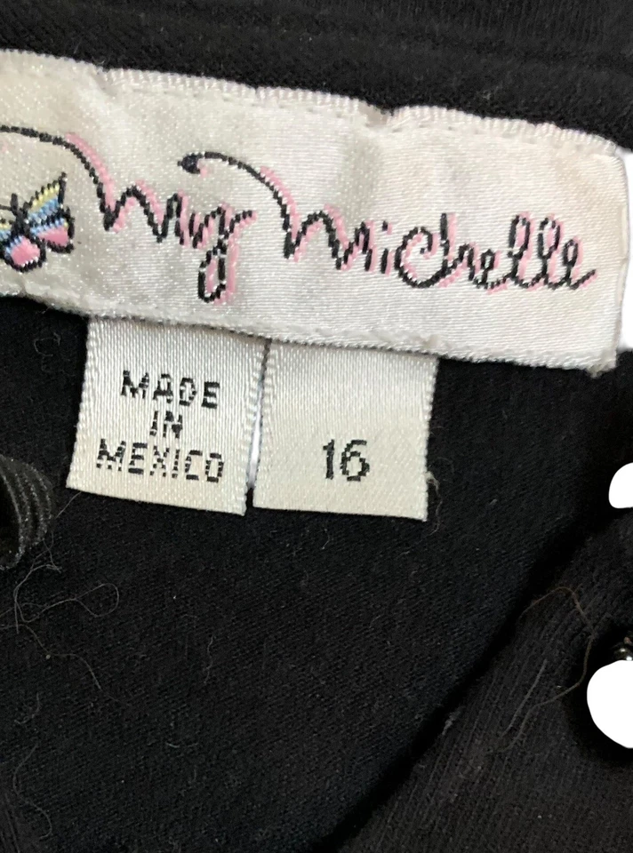 My Michelle Vintage Girls Black Red Gray Plaid Christmas Holiday Dress Sz 16  M4 - Image 2 of 4