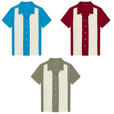 Men's Classic Casual Bowling Button Up Dress Shirt Charlie Sheen