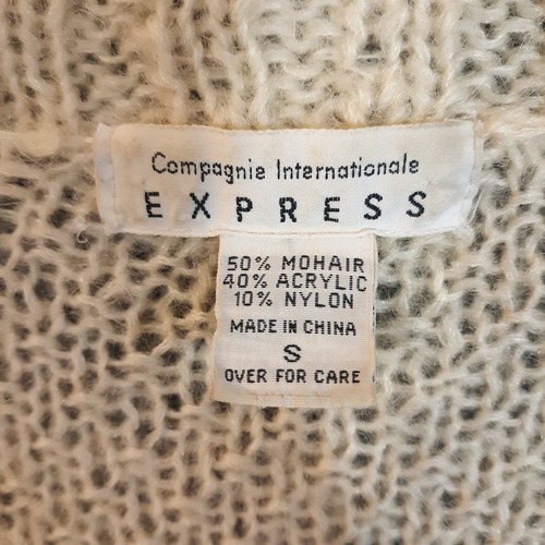 VTG Compagnie Internationale Express Sweater S Ivory White Mohair Blend Cardigan - Picture 11 of 13