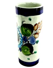 Vintage Mexican Vase Artist Signed Cat Tonala 312 Pottery Stoneware Flower