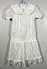 Jessica McClintock GUNNE SAX White Lace Trim Cottage Prairie Girls Dress Size 6X