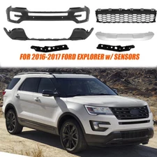 Front Bumper Cover Kit Fit For 2016-2017 Ford Explorer w/ 6 Sensors Holes Total