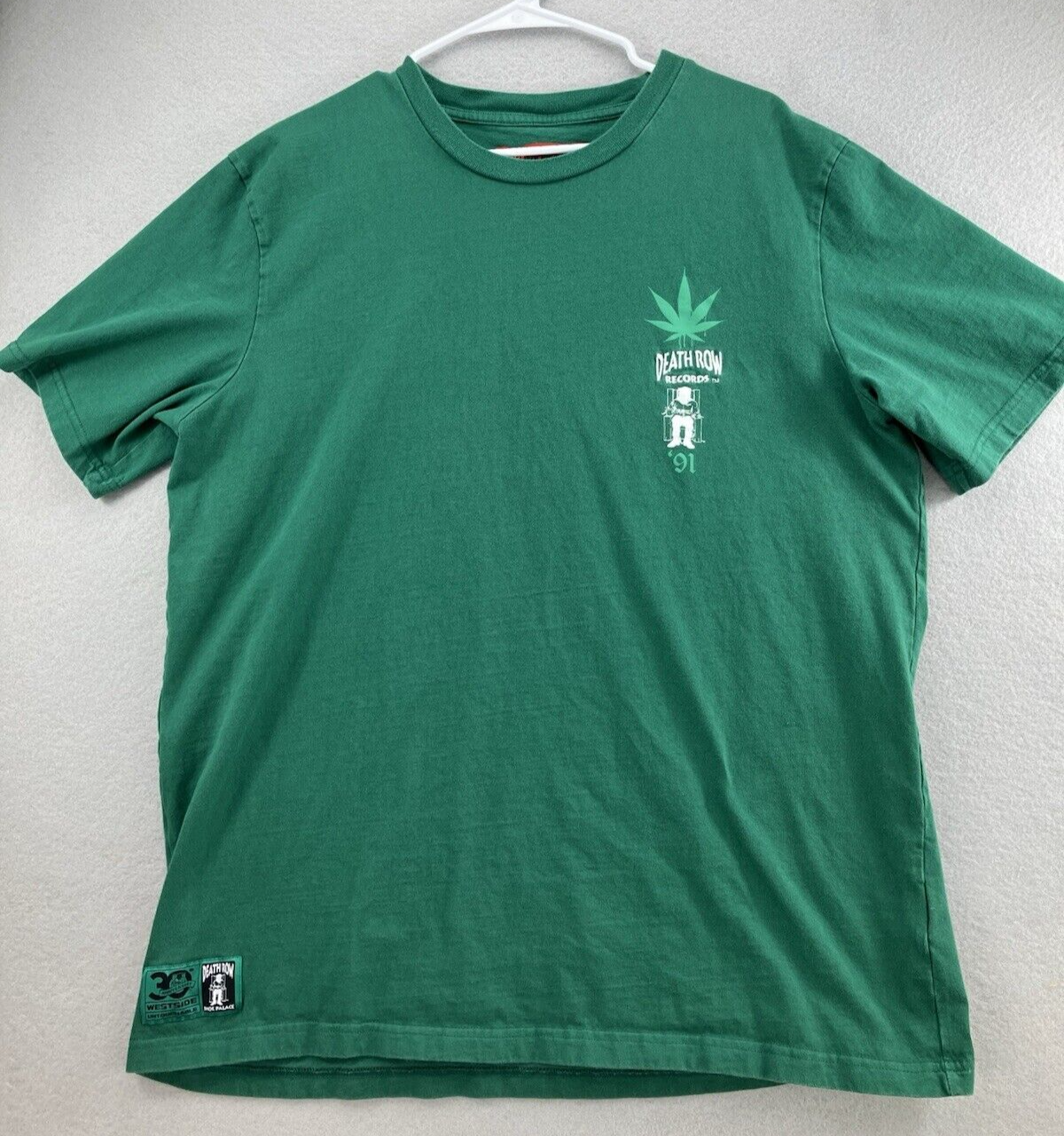 FILA T shirt Death Row Record uomo taglia XL maglietta verde 2 lati manica corta