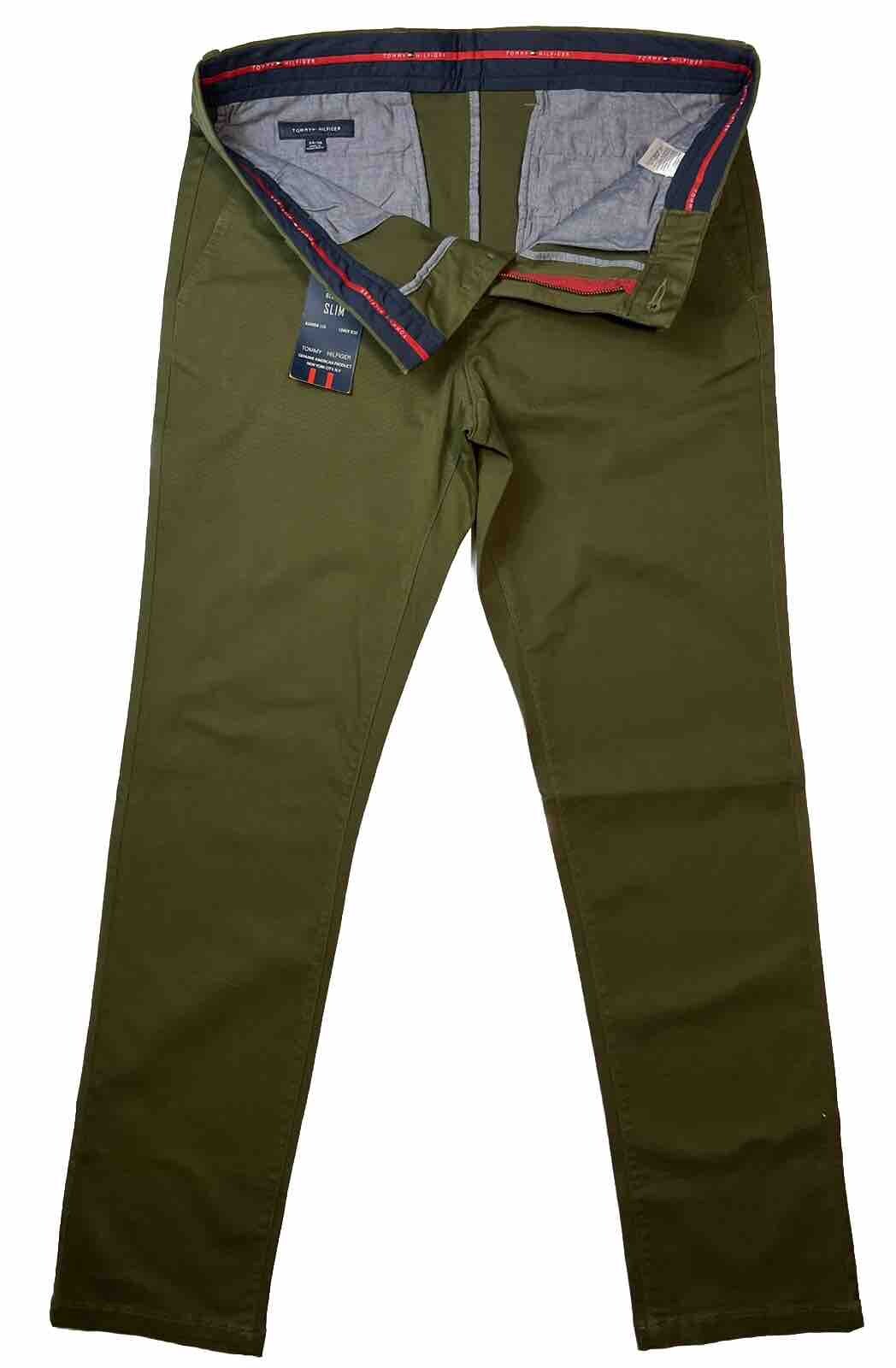 Tommy Hilfiger 1985 Denton Flex Pima Chino  Army Green Size W34 L30 RRP£125 image 4