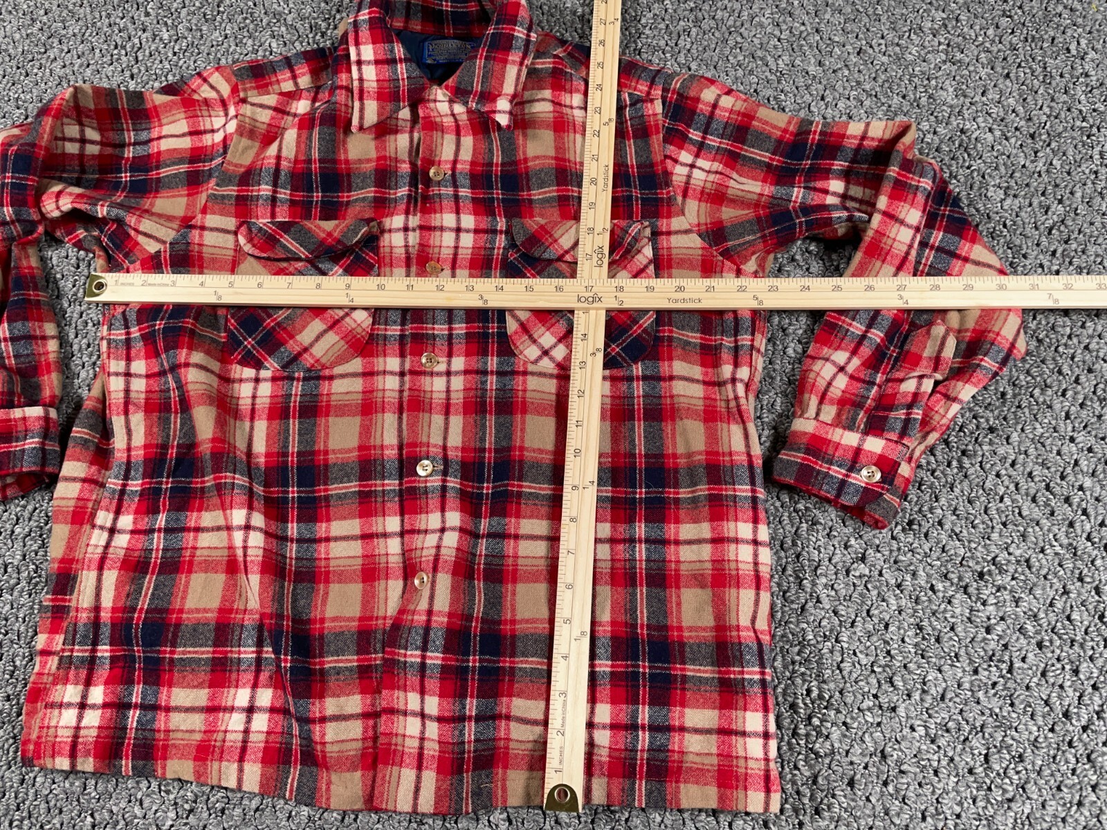 VTG Pendleton Wool Loop Collar Flannel Shirt Adul… - image 6
