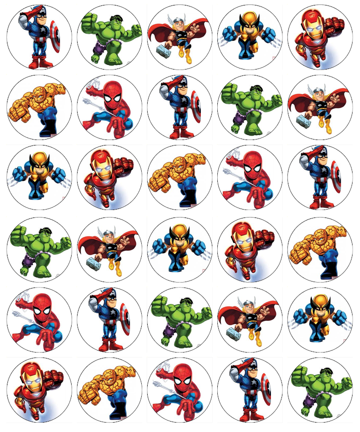 30x Marvel Avengers Cupcake Toppers Edible Wafer Paper Fairy Cake