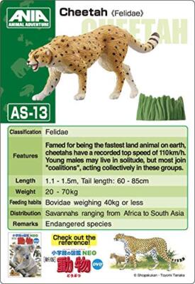 Takara Tomy Ania Animal As-13 Cheetah (wild Ver.) Mini Action