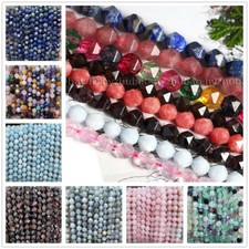 6/8/10mm Faceted Rhombus Lapis Lazul/Fluorite/Crystal Gemstones Loose Beads 15"