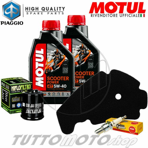 Ricambi e Accessori per Moto e Scooter - KIT TAGLIANDO OLIO + FILTRO MOTUL 5100 10W40 2 LITRI PIAGGIO 400 BEVERLY TOURER DAL 2008 AL 2009
