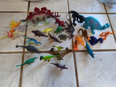 Bulk Lot Of 25 Toy Dinosaurs Figures Various Sizes Plastic Animals