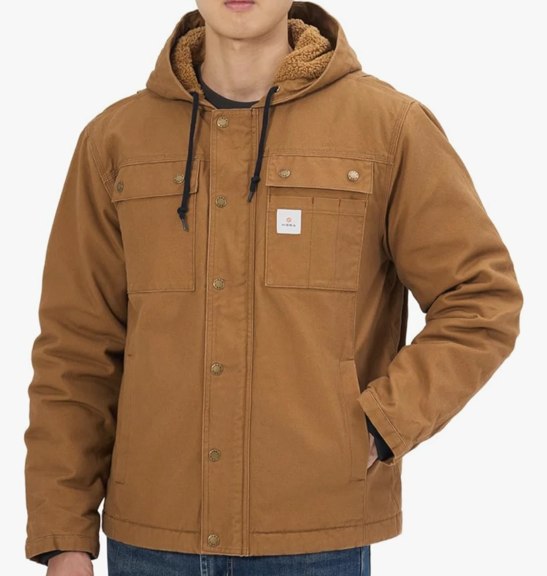HISEA Men's Duck Sherpa-Lined Jacket Relaxed Fit Mens Winter Insulated Canvas