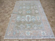 5'9 x 8'10 Hand Knotted Sand Brown Turkish Oushak Oriental Rug G10931