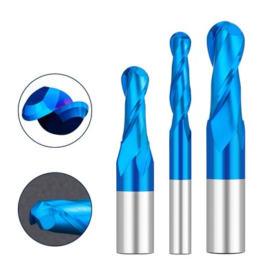 Double Flute Ball Nose Carbide Spiral End Mill CNC Router Bit 1/4 1/2 Shank 28°