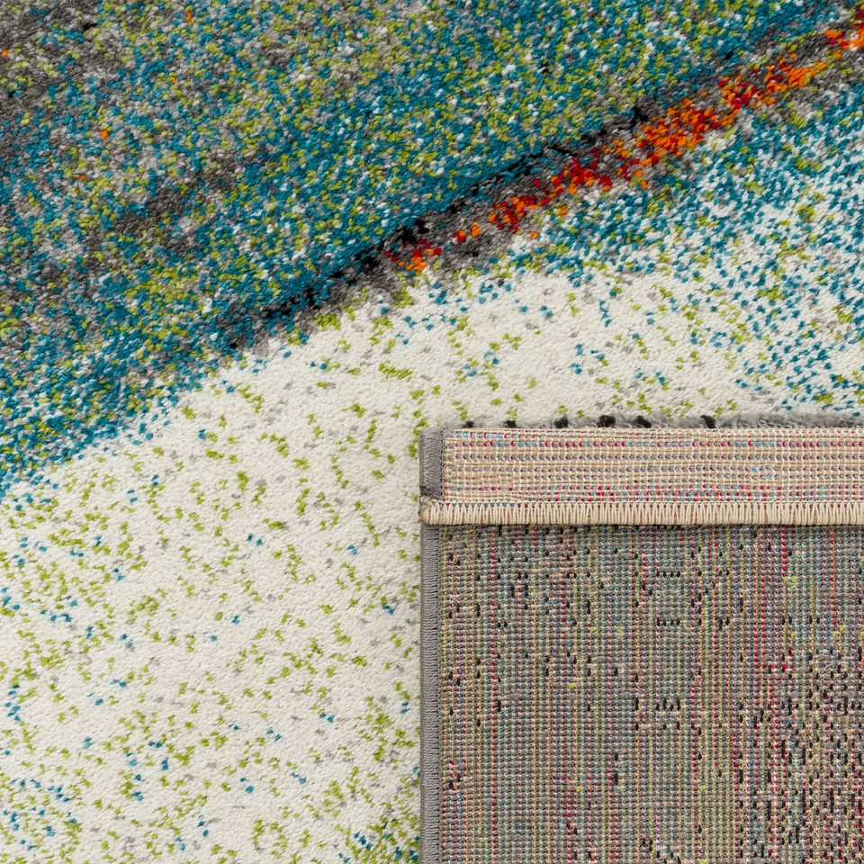 Designer Teppich Modern Kurzflor Wohnzimmer Bunt Trendig Meliert Multicolour - Bild 4 von 4