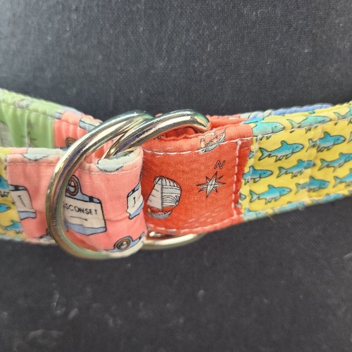 Vineyard Vines Patchwork Belt MEDIUM Shep & Ian Double D Ring Buckle Cotton - Picture 2 of 11