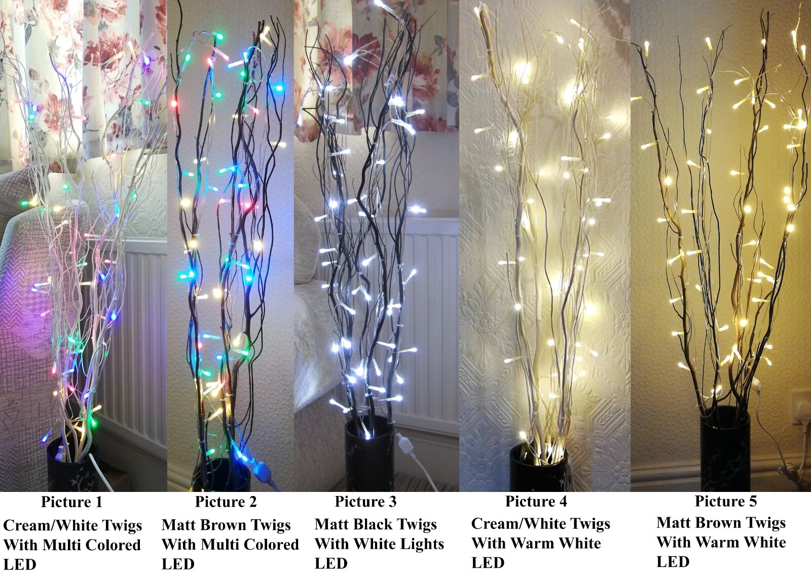 Festival 50 Luces LED Ramitas 5 x 115 cm Luces Hadas Navidad Decoración Hogar