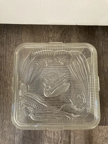 Vintage Vegetable Refrigerator Dish 8” Clear Glass Food Storage. Federal Glass