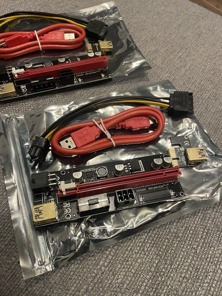 A Pair  PCE164P-N08 VER009S High Speed PCI-E 1X to 16X Expansion For Mining Rig - Image 2 of 4