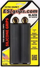 ESI 34mm Extra Chunky - Black - Silicone 130mm MTB Bike Grips Shock Absorbing