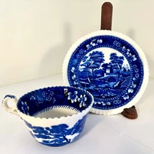 Spode Tower Blue Cup & Saucer Set(s) Gadroon Older Mark *Excellent condition*