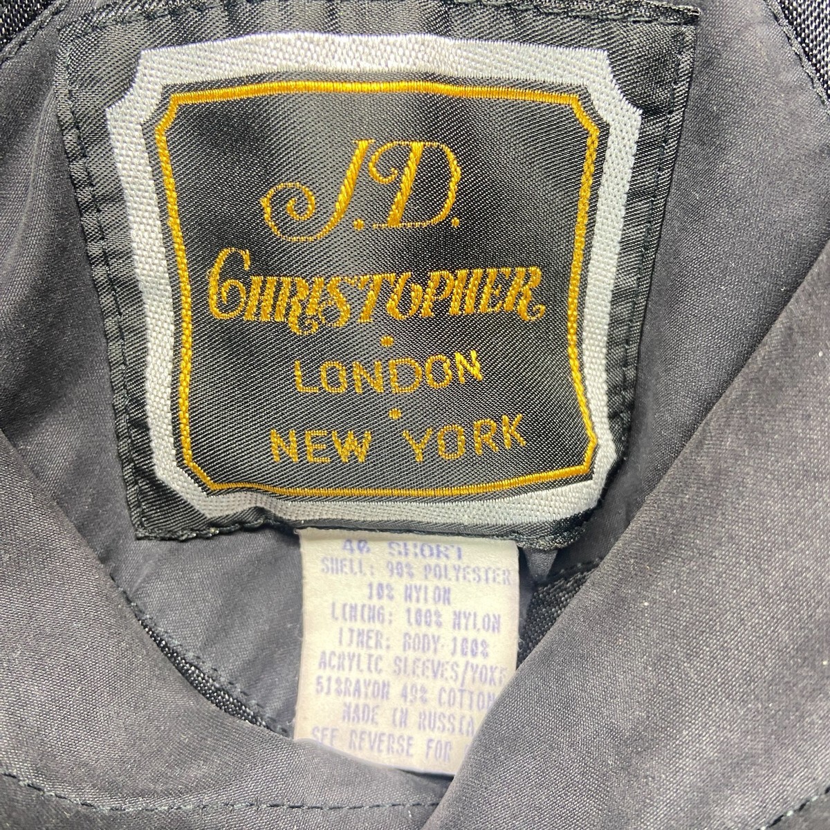 Vintage JD Christopher Mens Black Trench Coat Belt Liner Size 40