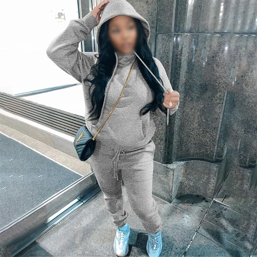 Ladies Jogger Set Long Sleeve Two Piece Outfit Women Loose Fit Jogging - Picture 19 of 141